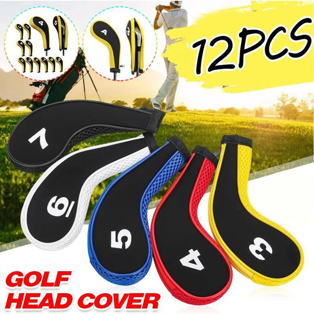 12Pcs Golf Head Cover Iron Putter Driver Headcover Protective Set Club Covers - Aimall