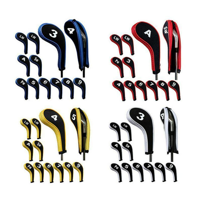 12Pcs Golf Head Cover Iron Putter Driver Headcover Protective Set Club Covers - Aimall