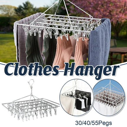 30/40/55 Pegs Stainless Steel Laundry Sock Underwear Clothes Dryer Rack Hanger