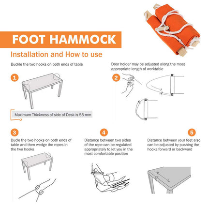 Foot Hammock Under Desk Hanging Office Footrest for Comfortable Leg Support