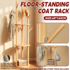 Solid Wood Floor-Standing Coat Rack Hat and Scarf Holder with 9 Hooks Durable