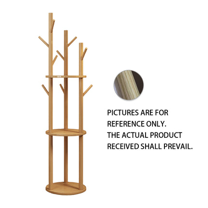 Solid Wood Floor-Standing Coat Rack Hat and Scarf Holder with 9 Hooks Durable