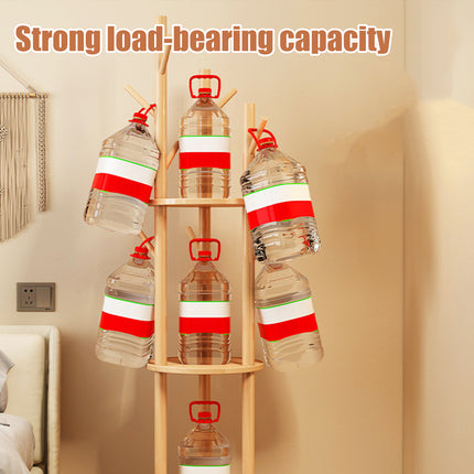 Solid Wood Floor-Standing Coat Rack Hat and Scarf Holder with 9 Hooks Durable