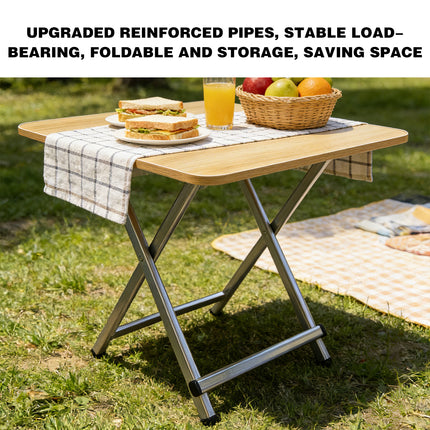 60cm Wooden Folding Table Tray Dinner Home Coffee Snack Outdoor Desk Portable