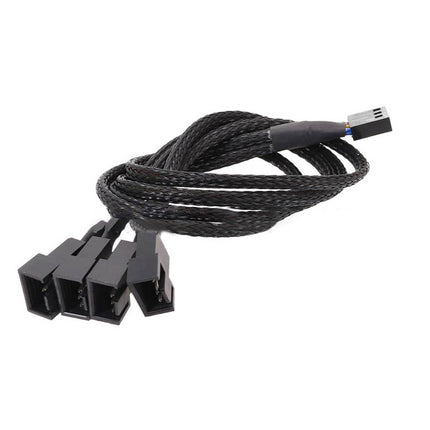3 Pin Fan Splitter Cable 1 to 4 Ways Extension Power Sleeved Y Cable Case Coolin