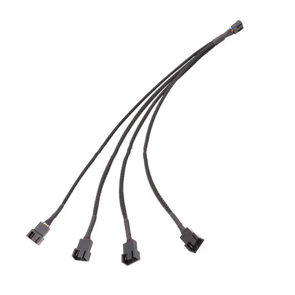 3 Pin Fan Splitter Cable 1 to 4 Ways Extension Power Sleeved Y Cable Case Coolin