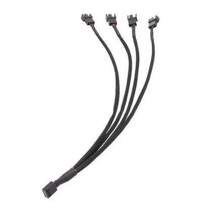 3 Pin Fan Splitter Cable 1 to 4 Ways Extension Power Sleeved Y Cable Case Coolin