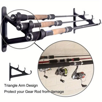 Wall Mounted Fishing Rod Rack Holder Display Storage Organizer for Rods and Gear