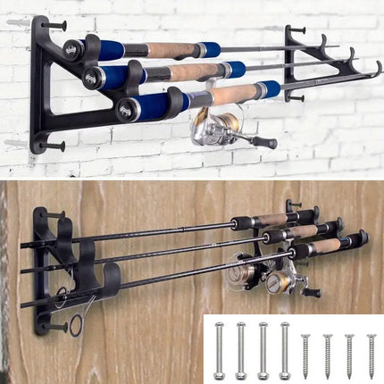 Wall Mounted Fishing Rod Rack Holder Display Storage Organizer for Rods and Gear