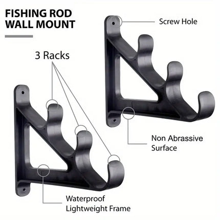 Wall Mounted Fishing Rod Rack Holder Display Storage Organizer for Rods and Gear