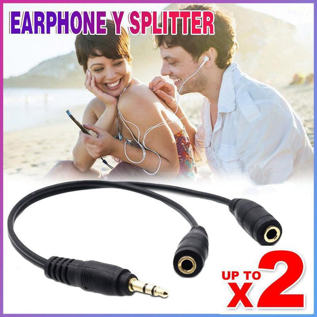 2 AUX Earphone Y Splitter 3.5mm Audio Cable Headphone Headset Auxiliary Adapter - Aimall