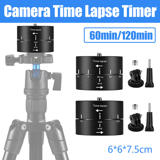 Action Camera 360° Rotating 60/120min Time Lapse Timer Tripod Head Adapter Gopro