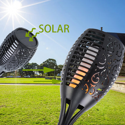 4pcs LED Solar Flickering Flame Torch Lights Outdoor Garden Path Landscape Lamps