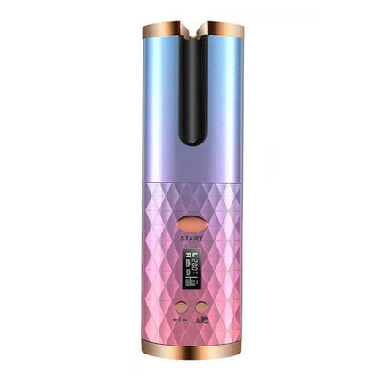 Lcd Cordless Auto Rotating Hair Curler Hair Waver Curling Iron Wireless Ceramic - Aimall