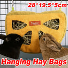 Hanging Hay Feeder Bag Washable Anti-Waste for Bunny Hamster Small Pet Cage Use