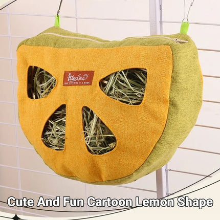 Hanging Hay Feeder Bag Washable Anti-Waste for Bunny Hamster Small Pet Cage Use
