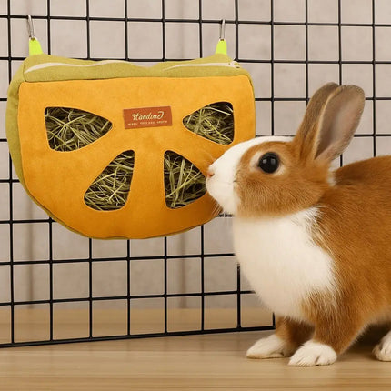 Hanging Hay Feeder Bag Washable Anti-Waste for Bunny Hamster Small Pet Cage Use