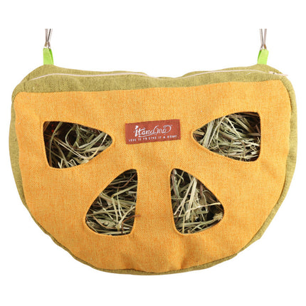Hanging Hay Feeder Bag Washable Anti-Waste for Bunny Hamster Small Pet Cage Use