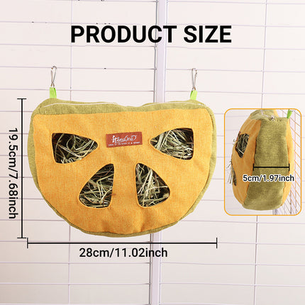 Hanging Hay Feeder Bag Washable Anti-Waste for Bunny Hamster Small Pet Cage Use