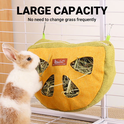 Hanging Hay Feeder Bag Washable Anti-Waste for Bunny Hamster Small Pet Cage Use