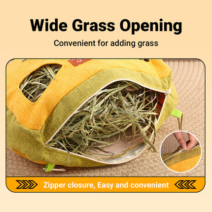 Hanging Hay Feeder Bag Washable Anti-Waste for Bunny Hamster Small Pet Cage Use