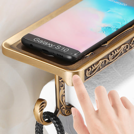 Aluminum Wall Mounted Bathroom Toilet Paper Holder Rack Phone Towel Tissue Roll