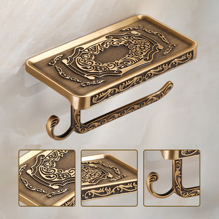 Aluminum Wall Mounted Bathroom Toilet Paper Holder Rack Phone Towel Tissue Roll