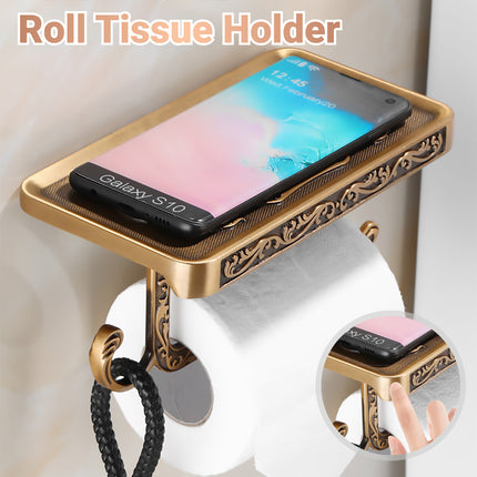 Aluminum Wall Mounted Bathroom Toilet Paper Holder Rack Phone Towel Tissue Roll