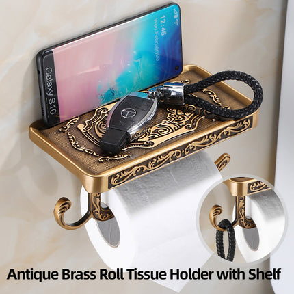 Aluminum Wall Mounted Bathroom Toilet Paper Holder Rack Phone Towel Tissue Roll
