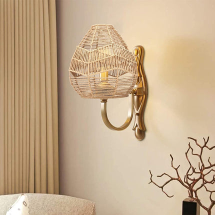Chinese Style Imitation Rattan Lampshade DIY Weaving Lamp for Home Decor