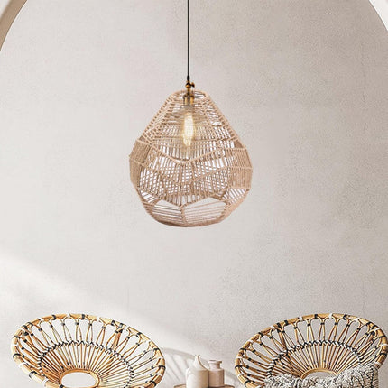 Chinese Style Imitation Rattan Lampshade DIY Weaving Lamp for Home Decor