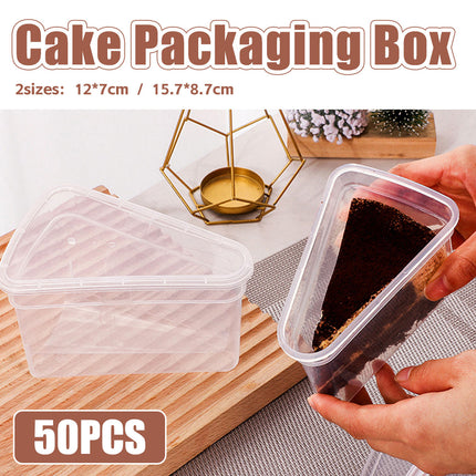 50PCS Triangular Cake Packaging Boxes Clear Food-Grade for Birthday Party Use