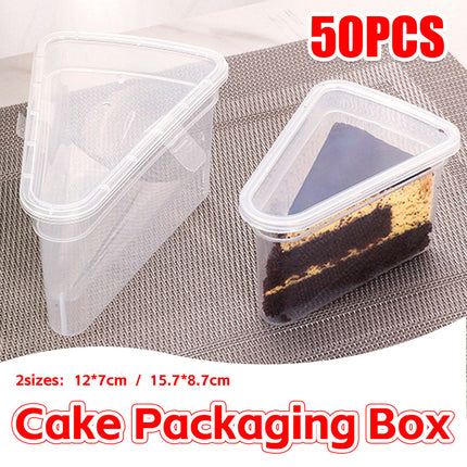 50PCS Triangular Cake Packaging Boxes Clear Food-Grade for Birthday Party Use