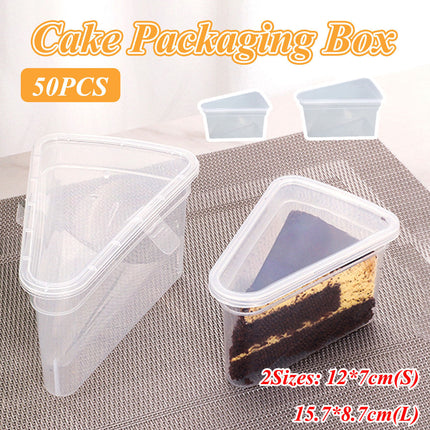 50PCS Triangular Cake Packaging Boxes Clear Food-Grade for Birthday Party Use