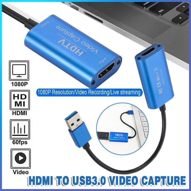 HDMI to USB3.0 Video Capture Card 4K/1080P 60fps HD Recorder Game Live Streaming - Aimall