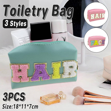 3PCS Waterproof Cosmetic Bag Large Capacity Toiletry Organizer Portable Bag