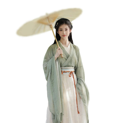 Traditional Chinese Hanfu Dress Green Wei Jin Style Vintage Cosplay Costume