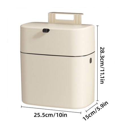 Wall Mounted Hanging Waste Bin with Lid Household Cabinet Trash Can Cream White