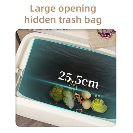 Wall Mounted Hanging Waste Bin with Lid Household Cabinet Trash Can Cream White