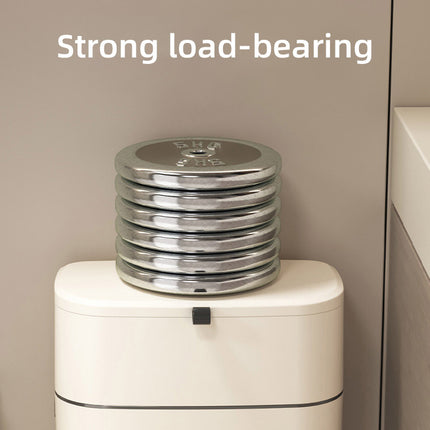 Wall Mounted Hanging Waste Bin with Lid Household Cabinet Trash Can Cream White