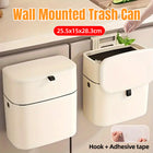 Wall Mounted Hanging Waste Bin with Lid Household Cabinet Trash Can Cream White