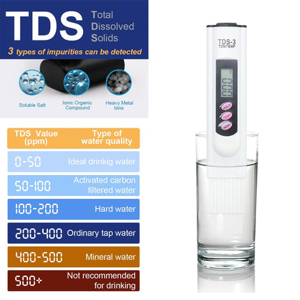 TDS Water Quality Test Pen for Fish Tank Tap Water Drinking Water Detector Tool