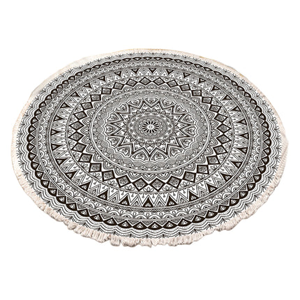 Round Carpet Cotton Linen Floor Mat Printed Anti Slip Rug Fringe Blanket Living