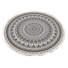 Round Carpet Cotton Linen Floor Mat Printed Anti Slip Rug Fringe Blanket Living
