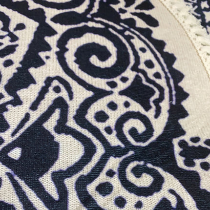 Round Carpet Cotton Linen Floor Mat Printed Anti Slip Rug Fringe Blanket Living