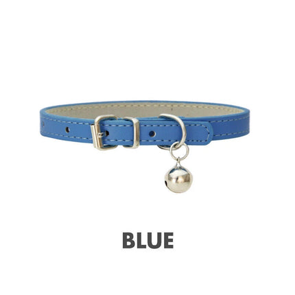 Adjustable PU Leather Cat Collar with Bell Breakaway Buckle 9 Colours
