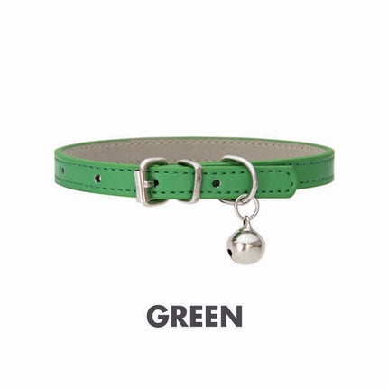 Adjustable PU Leather Cat Collar with Bell Breakaway Buckle 9 Colours