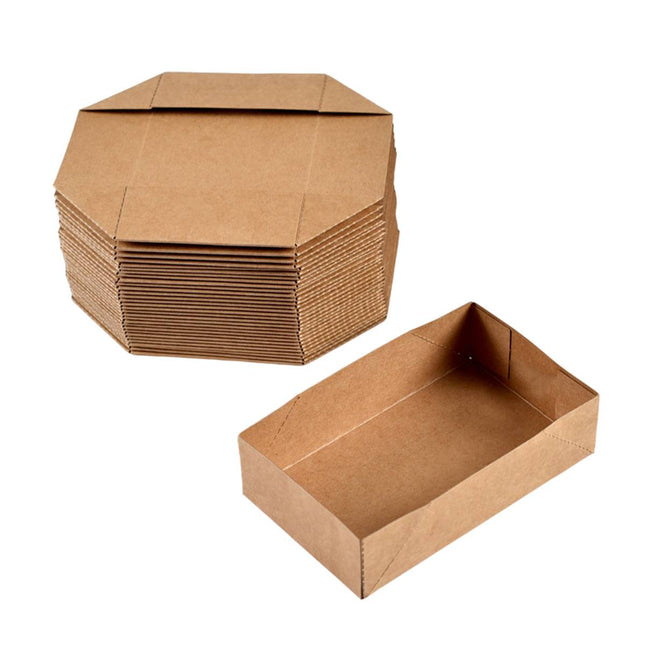 50Pcs Kraft Paper Packing Boxes for Fried Food Burger Chicken Rice Cereal Trays