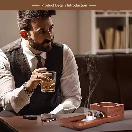 2 in 1 Wooden Cup Holder And Ashtray Heat Resistant for Home Office Bar Indoor