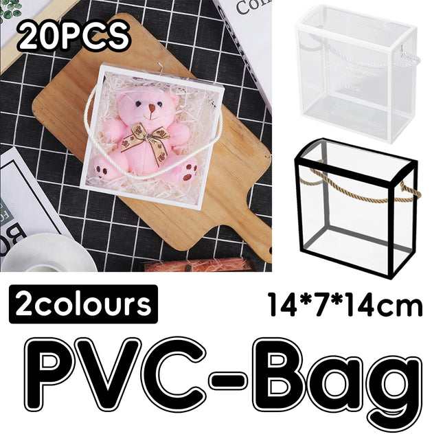 20PCS PVC Fully Transparent Handheld Gift Bags Clear Birthday Christmas Presents